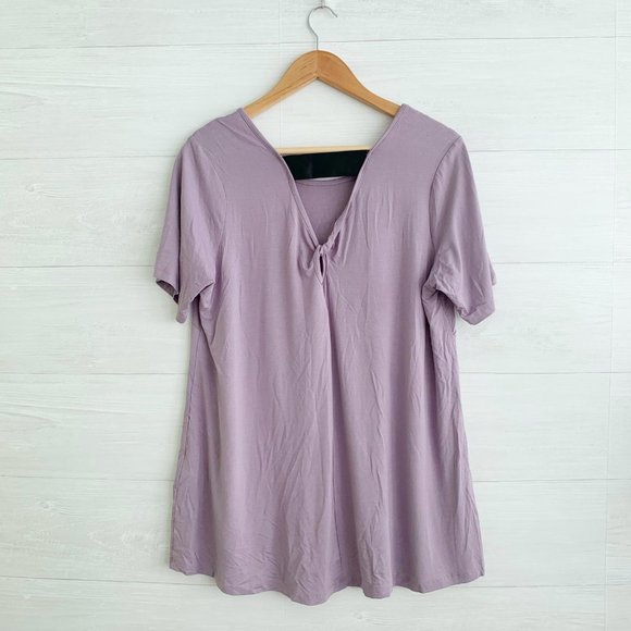 NWT Zim & Zoe Active - Smoky Purple Gray Top Knot back SS swing tee shirt, 14 - Picture 1 of 5